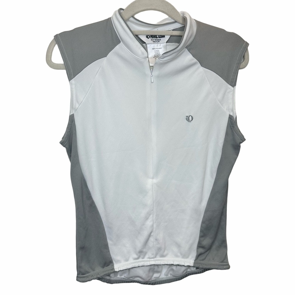 Pearl Izumi White Gray Cycling Jersey Top Medium